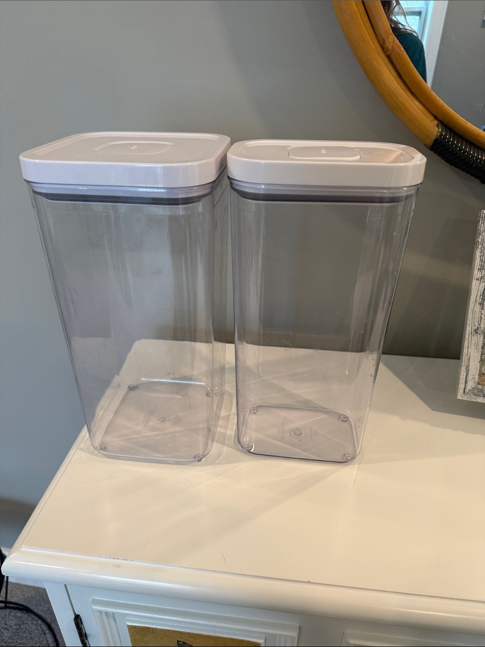 Oxo White Clear Plastic Airtight Pantry Canisters, Set of 2
